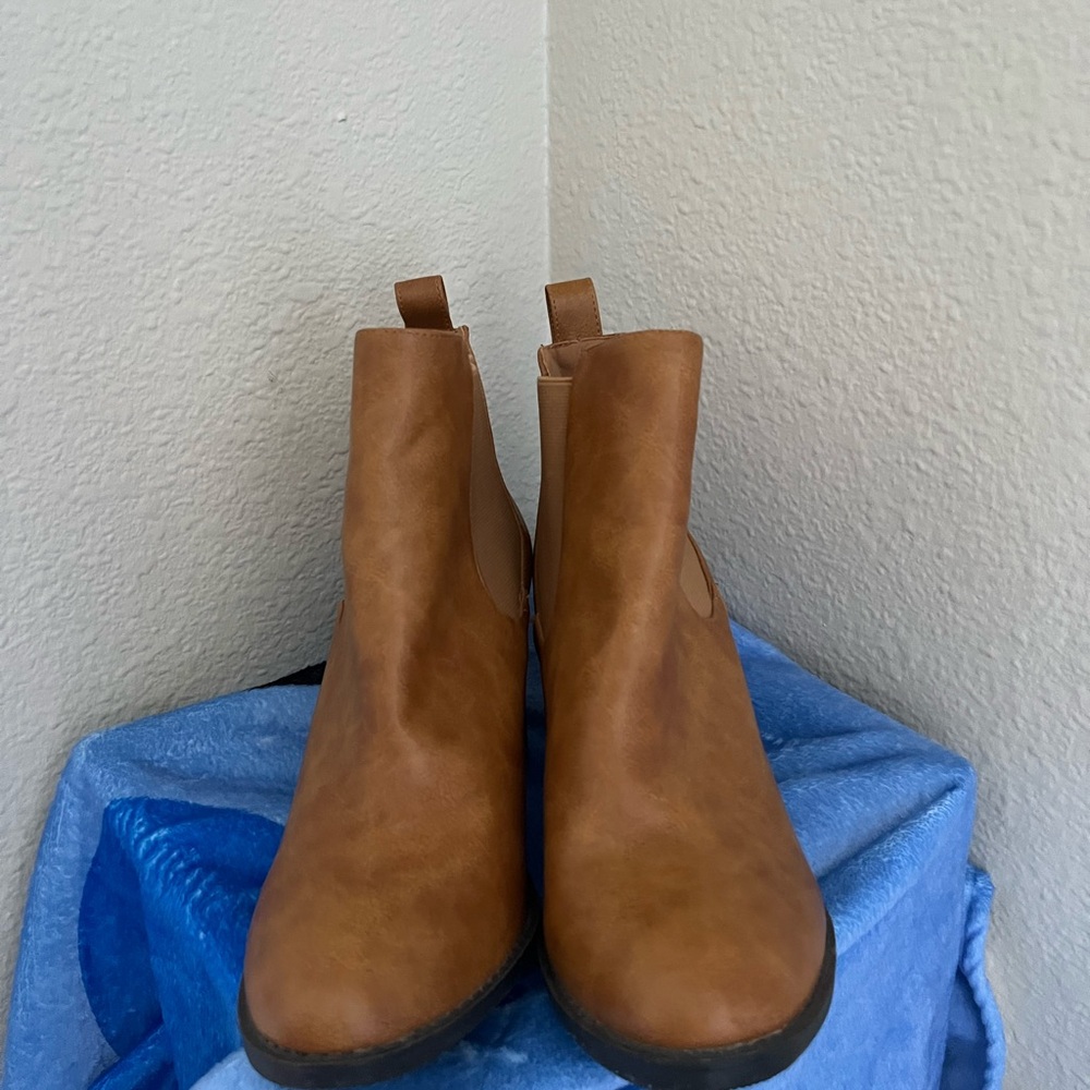 Allegra K Brown Leather Ankle Boot